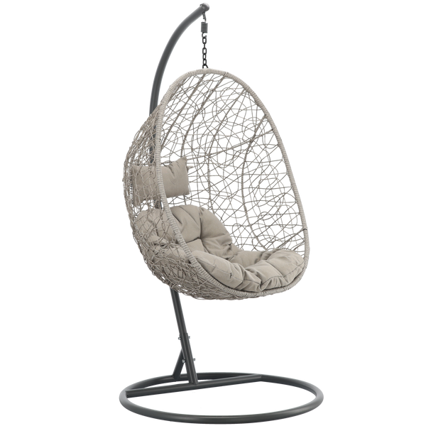 GRAY HANGING CHAIR, CUSHION - GRAY, FRAME - DARK GRAY, 115 X 90 X D67 CM