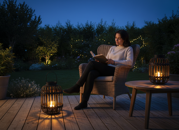 LAMPION CZARNY H 38/51 CM Z WKŁADEM SZKLANYM