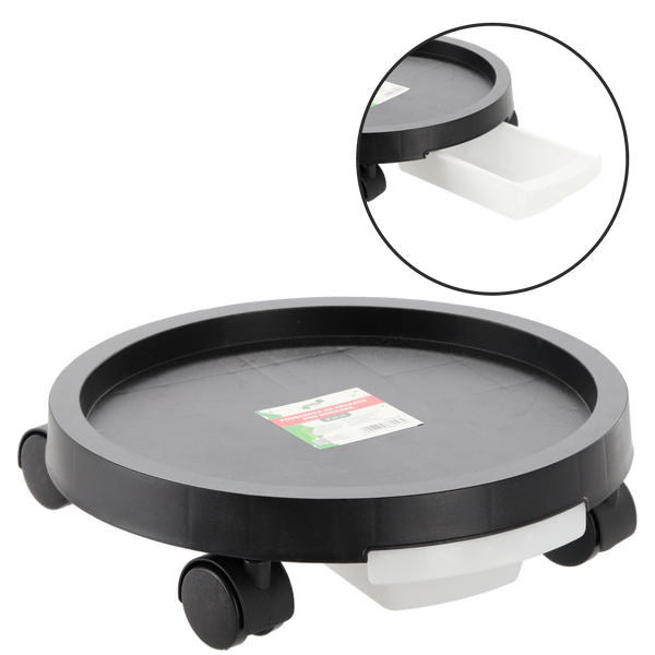POT TROLLEY WITH DRAIN TRAY AND 4 NYLON WHEELS