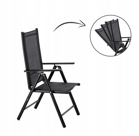 SKLADACIA ZÁHRADNÁ STOLIČKA HLINÍK 66 x 56 x 107 CM ČIERNA *3507