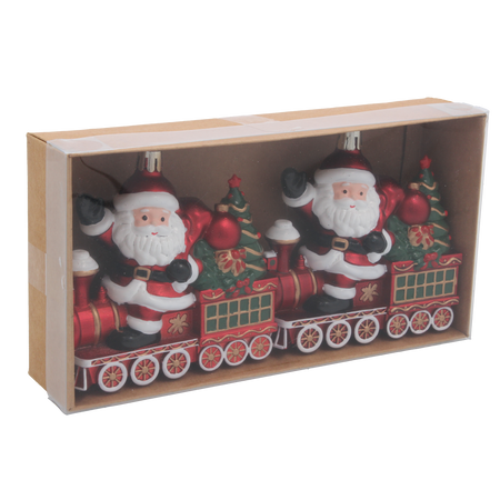 KPL. 2 DECORAȚIUNI DE BRAD - TREN CU MOȘ CRĂCIUN 10 X 4,5 X 10 CM ambalaj=12 buc *7366