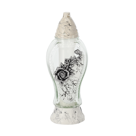 ZNICZ 35CM/48H L1750 RÓŻA MARMUR BIAŁO-SREBRNY OPAK=6SZT*1010