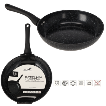 PATELNIA ALUMINIOWA 26 CM 2,5 MM Z POWŁOKĄ CERAMICZNĄ (INDUKCJA) *6412