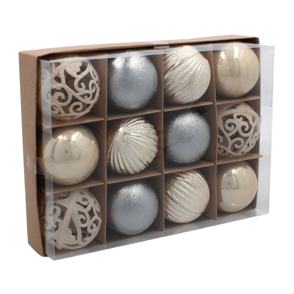 KPL. 12 BOMBEK 6 CM CHAMPAGNE/GREY/WHITE *0080