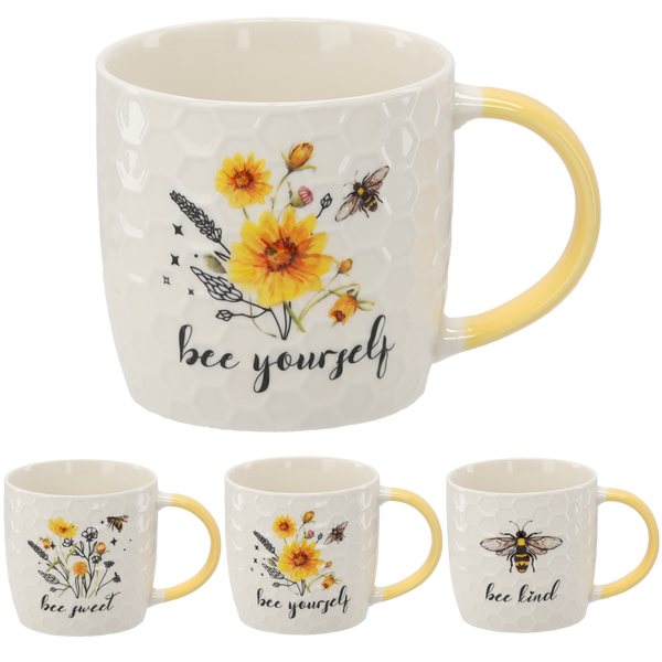 KUBEK PORCELANOWY 355ML PSZCZÓŁKA MIX WZORÓW opak=12szt *6019