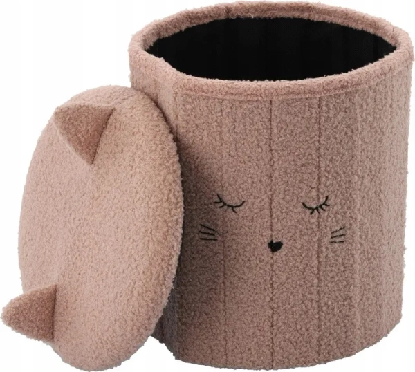 SKLÁDACÍ PUF S ÚLOŽNÝM PROSTOREM 28 x 28 x 34 CM RŮŽOVÝ *4236