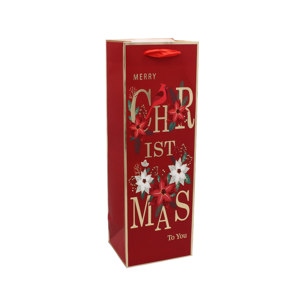 TOREBKA OKAZYJNA BOŻONAR. NA WINO "CHRISTMAS TO YOU" 36 x 12 x 10 CM MIX WZORÓW opak=12szt *6765