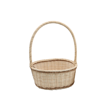 KOSZYK RATTANOWY 17 x 12 x 10/30 CM Z UCHWYTEM - BIAŁY Z NATURALNYM *8819