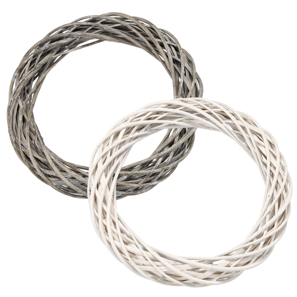 WICKER WREATH 40 CM WHITE / GRAY