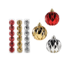 SET OF 6 SHINY BAUBLES 6 CM RED/GOLD/SILVER