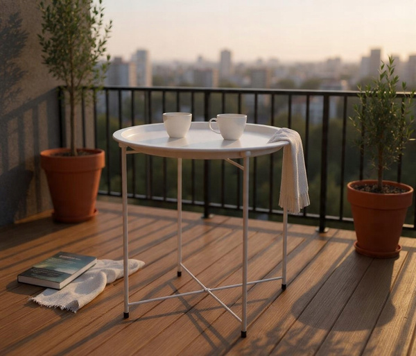 STOLIK KAWOWY OKRĄGŁY 47 x 47 x 50,5 CM BIAŁY *1074