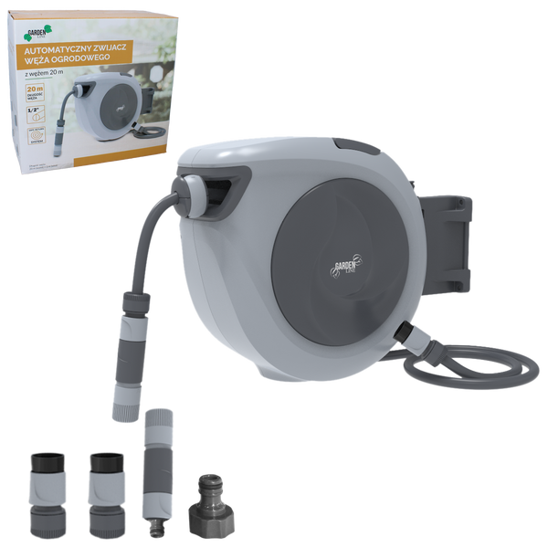 AUTOMATIC GARDEN HOSE REEL WITH HOSE - 20 M