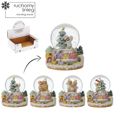 CHRISTMAS SNOW GLOBE - GINGERBREAD TOWN 5 x 5 x 7.5 CM MIX DESIGNS disp=12pcs *5706