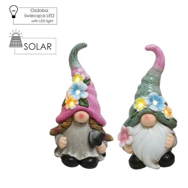 GARDEN FIGURINE – GNOME BOY / GIRL 14,5 X 12,5 X 29,8 CM LED pack=2 pcs