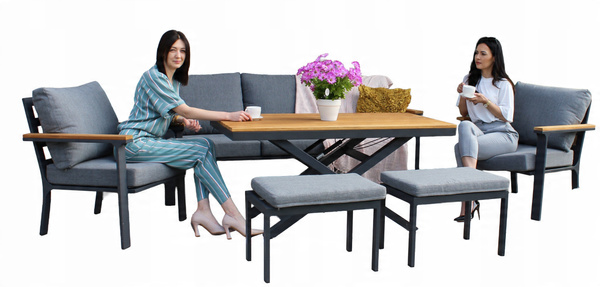 6 PCS ALU TEAK SOFA SET