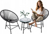 ZESTAW MEBLI OGRODOWYCH (2 KRZESŁA, STOLIK) - CZARNY