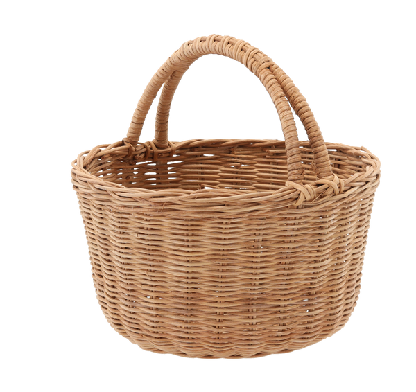 KOSZYK RATTANOWY 24 x 13/22 CM Z UCHWYTEM - NATURALNY *7350