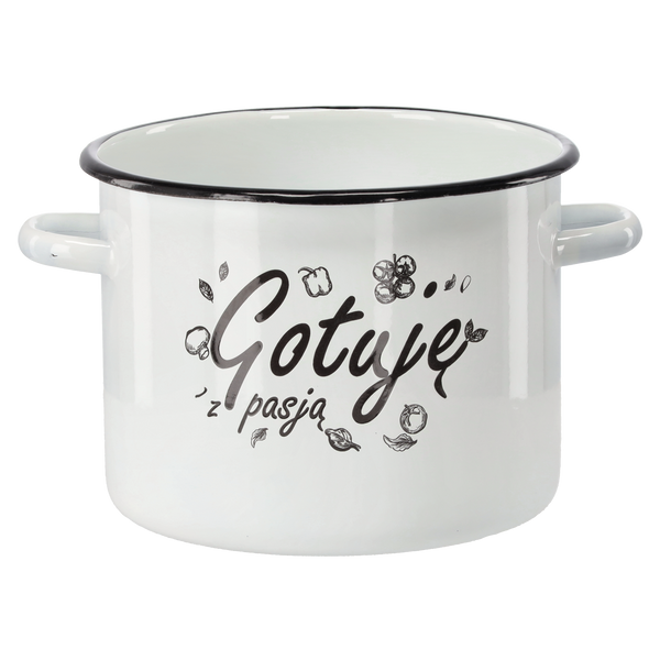 GARNEK EMALIOWANY 5,5 L 22 CM BIAŁY GOTUJĘ Z PASJĄ *2419