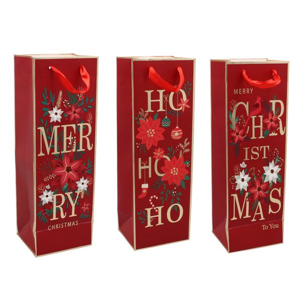 CHRISTMAS WINE GIFT BAG "CHRISTMAS TO YOU" 36 x 12 x 10 CM MIX DESIGNS