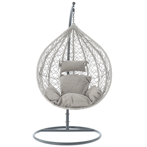 FOTEL WISZĄCY JASNY SZARY, PODUSZKA - SZARA, RAMA -  SZARA 118X107X68CM