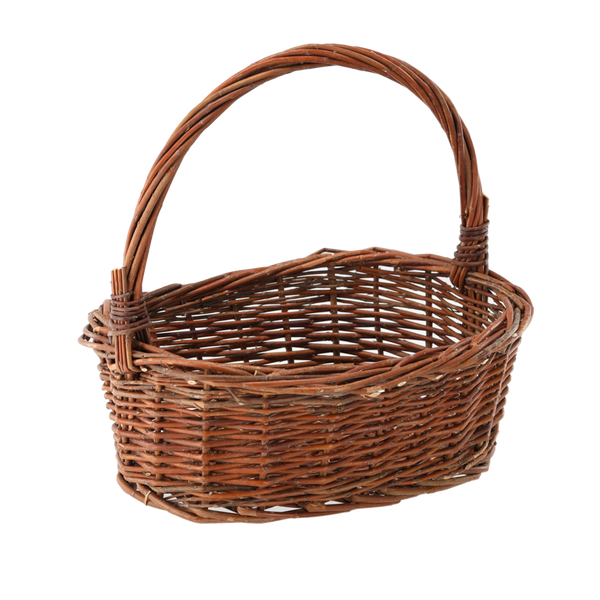 KOSZYK WIKLINOWY 35 x 27 x 12/31 CM Z RĄCZKĄ - BRĄZOWY *8529