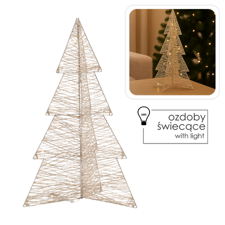 OZDOBA ŚWIĄTECZNA - CHOINKA LED 75 CM SZAMPAŃSKIE ZŁOTO *6253