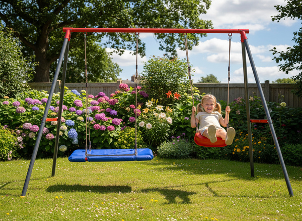 HUŚTAWKA OGRODOWA PODWÓJNA (METALOWY STELAŻ + HUŚTAWKA + BOCIANIE GNIAZDO) 290 x 180 x 200 CM