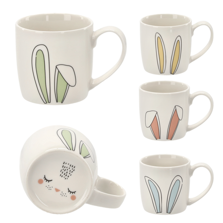 Hrnček porcelánový 270 ml uši zajíce s pusou na dně balení=12ks *7888