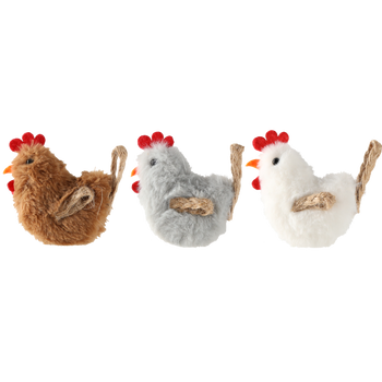 EASTER DECORATION - HANGING 6 x 6 CM HEN MIX 3 COLORS pack=12pcs