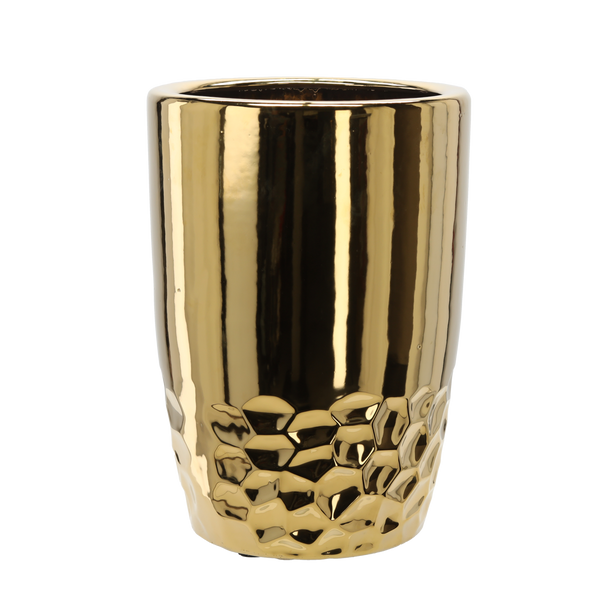 CERAMIC COVER FOR A POT 30,5 x 30,5 x 42,5 CM GOLD SEMI-SMOOTH