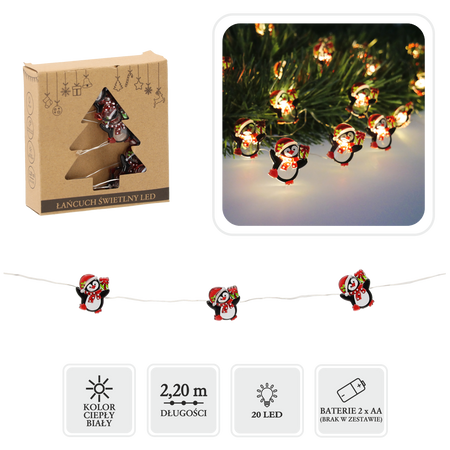 LED LIGHT CHAIN - PENGUINS 20 L BATTERY-POWERED