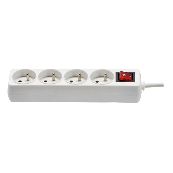 EXTENSION CORD POWER STRIP WITH SWITCH 4 SOCKETS 5 M WHITE
