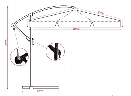 ZÁHRADNÝ PARASOL 3 M ZELENÝ "BANANA" S POŤAHOM *2859