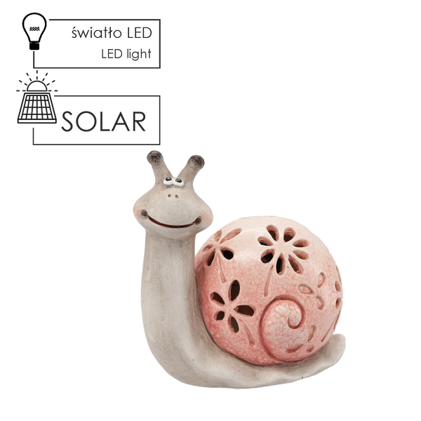 POLYRESIN SNAIL WITH SOLAR LIGHT