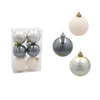 SET OF 6 ORNAMENTS 6 CM CHAMPAGNE/GRAY/WHITE