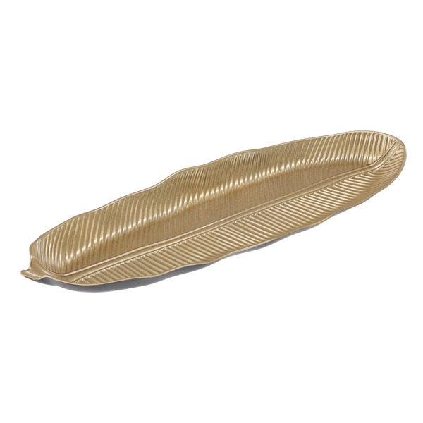 DEKORAČNÝ TANIER 40 x 13 x 3 CM ZLATÝ OVALNÝ LIST balenie=6ks *7823