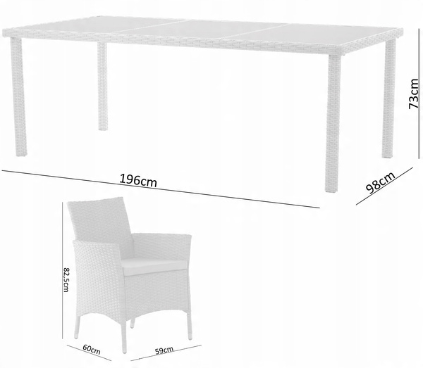 SADA ZÁHRADNÉHO NÁBYTKU / 8 KRESIEL + VEĽKÝ STOL / ŠEDÝ *3661