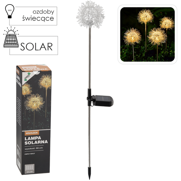 LAMPA SOLARNA 10 x 10 x 68 CM MNISZEK LED CIEPŁY BIAŁY *6179