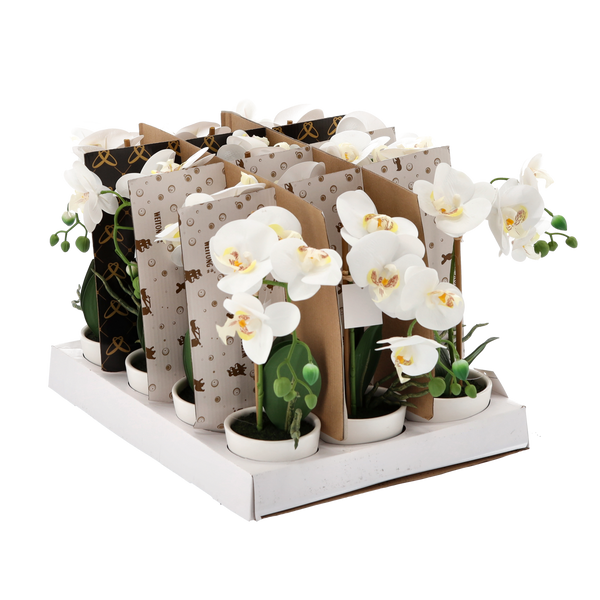 ARTIFICIAL FLOWER - MIX OF 3 COLORS ORCHID 30 CM PACK=12 PCS