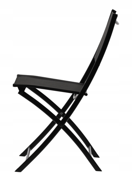 BALCONY FURNITURE SET - ROUND TABLE + 2 FOLDING CHAIRS - BLACK