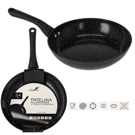 PATELNIA ALUMINIOWA 24 CM 2,5 MM Z POWŁOKĄ CERAMICZNĄ (INDUKCJA)  *6405