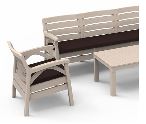 ZESTAW MEBLI OGRODOWYCH CAPPUCCINO "SANTANA" (2x FOTEL, ŁAWKA 3os.)