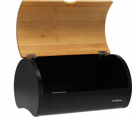 CUFĂ SABROSO - EMAILAT CU CAPAC DIN BAMBUS 38 x 25 x 18 CM NEGRU *8893