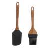 SET OF 2 KITCHEN TOOLS BRUSH + SPATULA WITH WOODEN HANDLES