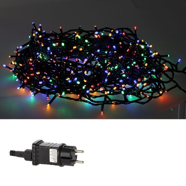 LED SVĚTLA 300L MULTIKOLOR + STUDENÝ FLASH, DĚLKA 3 + 15 M VNITŘ/NAVENEK *9553