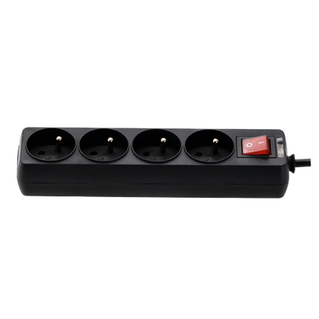 EXTENSION CORD POWER STRIP WITH SWITCH 4 SOCKETS 1.5M BLACK