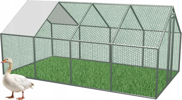 WOLIERA / ZAGRODA METALOWA DLA ZWIERZĄT  6 x 3 x 1.95 M Z CZĘŚCIOWYM ZADASZENIEM 