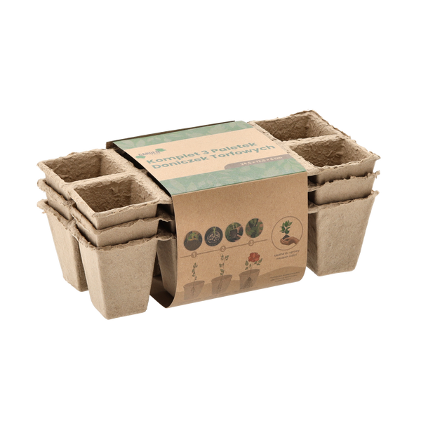 SET OF 3 PALLETS OF PEAT FLOWERPOTS 24,5 x 12,5 x 6 CM