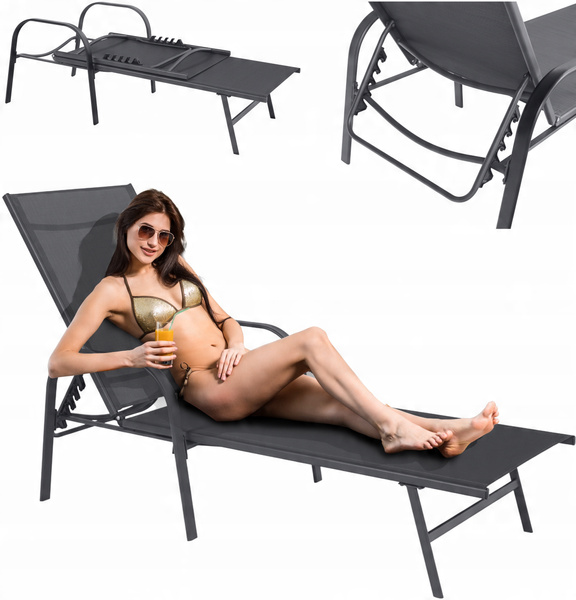 GARDEN LOUNGER 195x69x94cm DARK GREY *6111