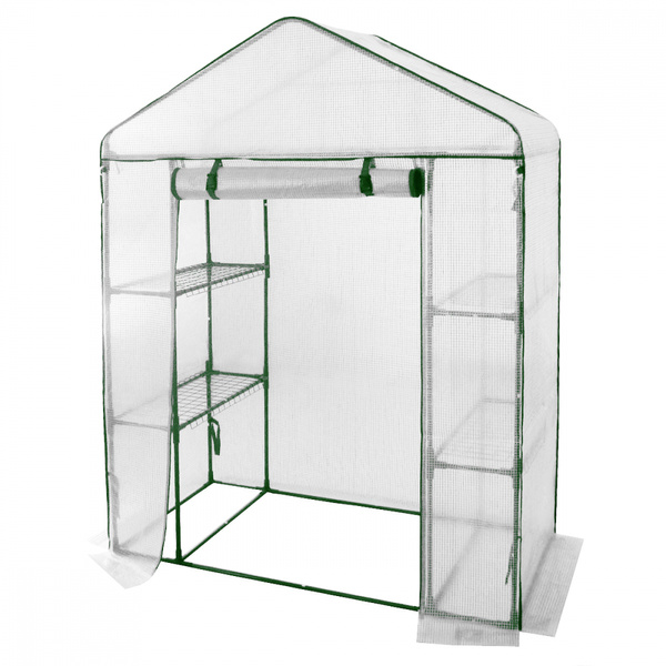 SERĂ DE GRĂDINĂ CU RAFTURI ALBĂ 140 x 140 x 200 CM *5460